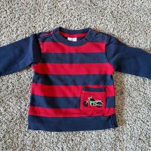 Hanna Andersson Red and Navy Striped Kids Long Sleeve Shirt